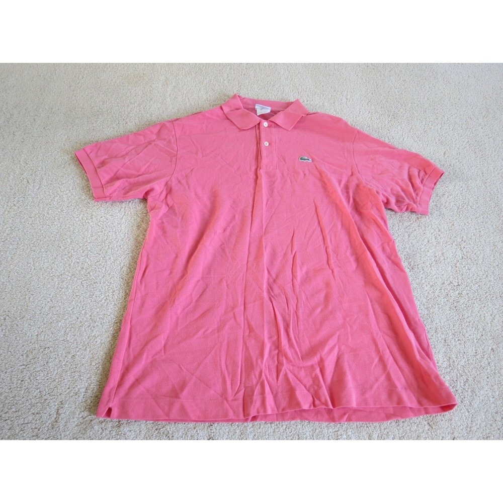 Lacoste Pink Polo Shirt Women Short Sleeve Size 7 Large Pique Cotton
